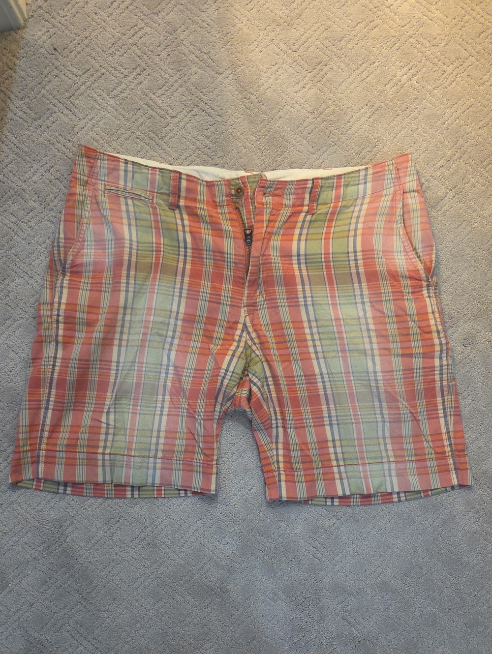 Men's Polo Ralph Lauren Orange Plaid Casual Shorts